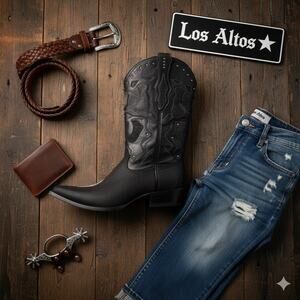 Los Altos 3X Toe Navy Stingray Rowstone Cowboy Boots Sz. 12 EE